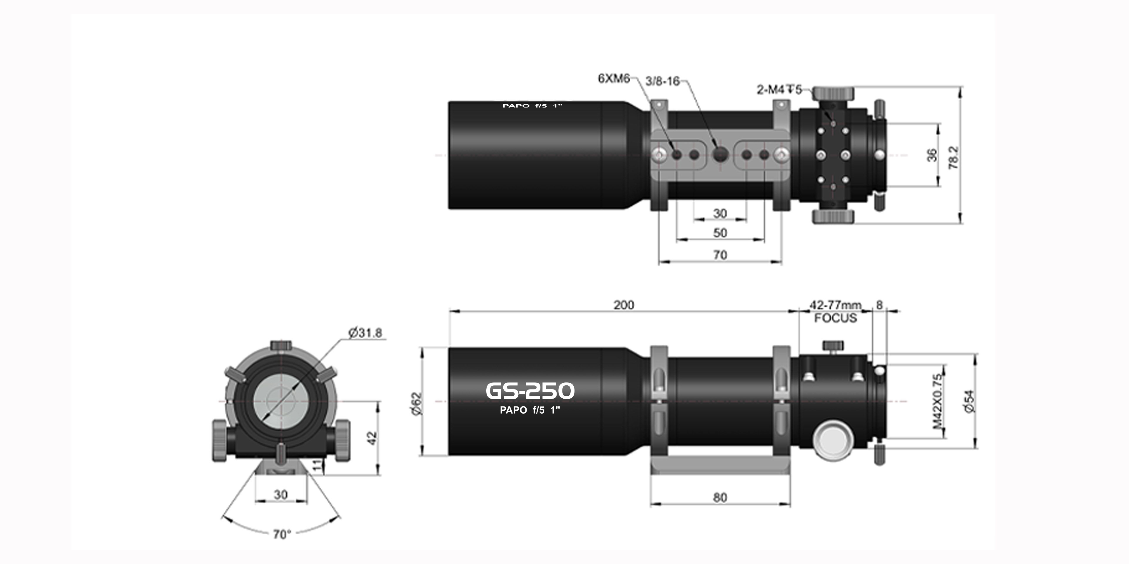 GS-250AR导星镜结构尺寸图