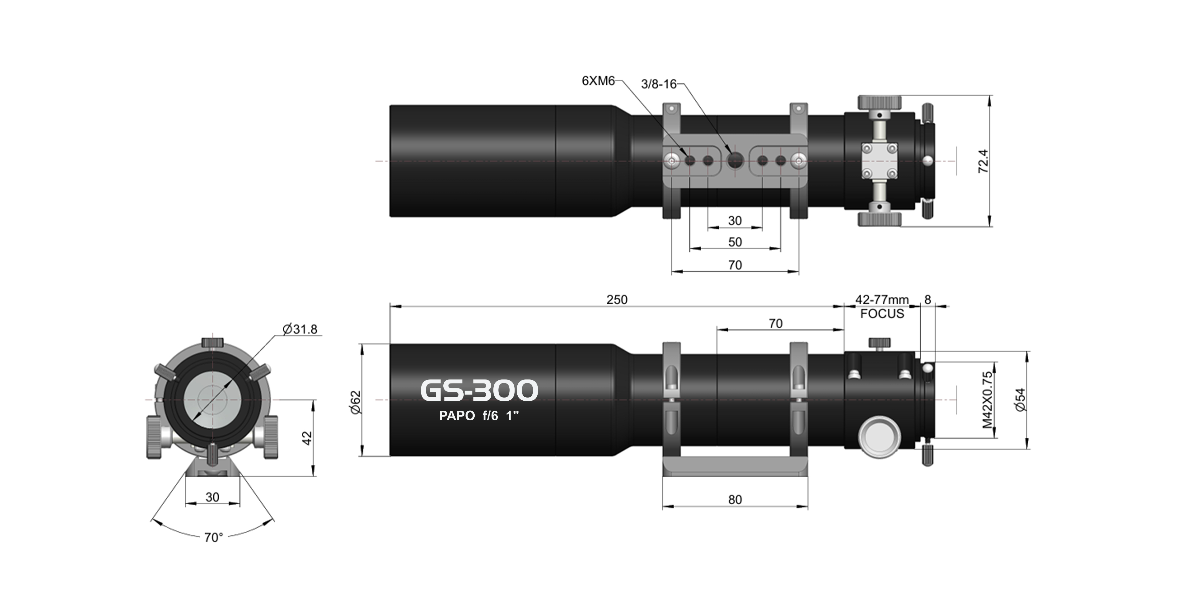 GS-300AC导星镜结构尺寸图