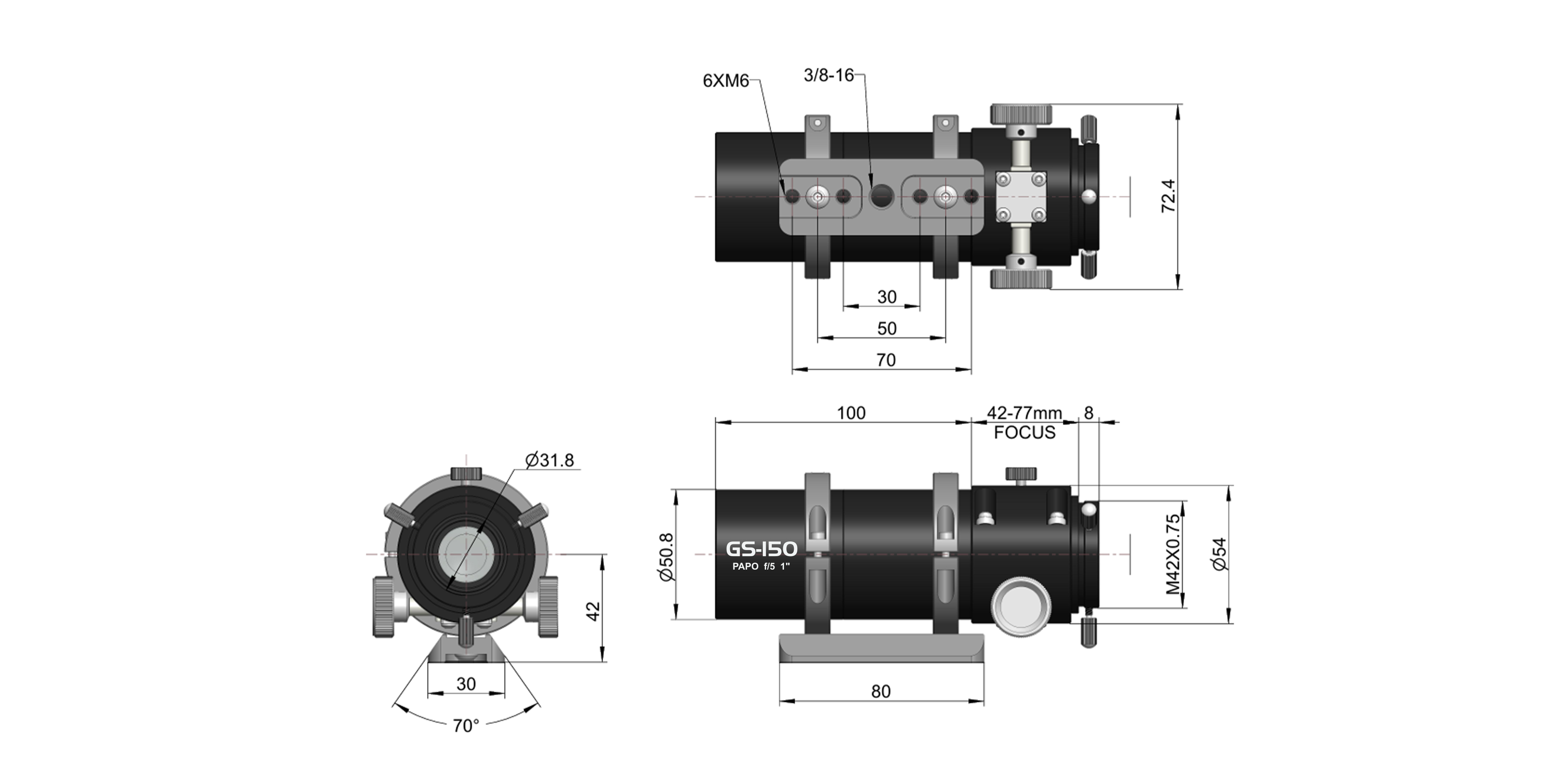GS-150AC导星镜结构尺寸图