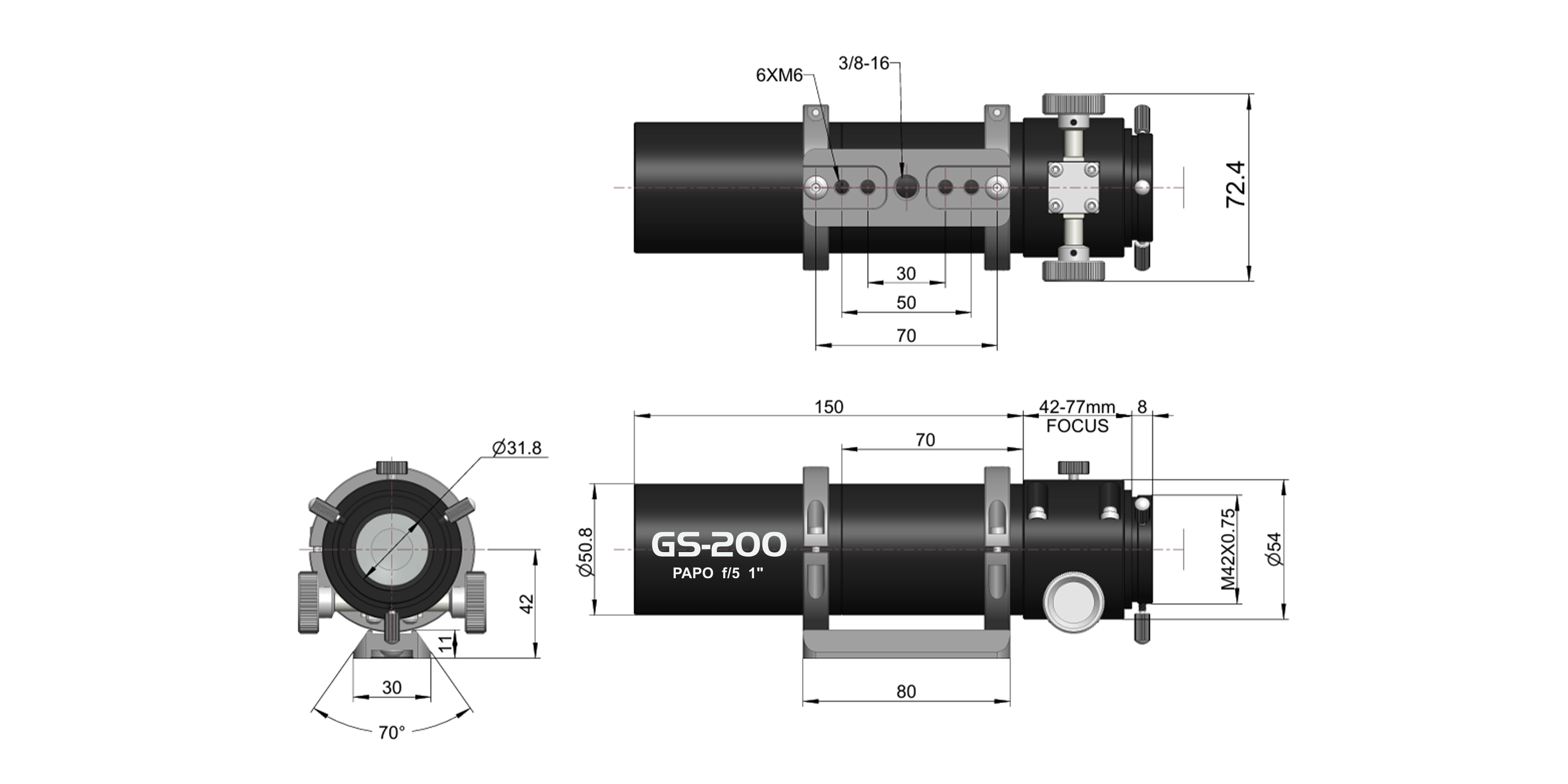 GS-200AC导星镜结构尺寸图